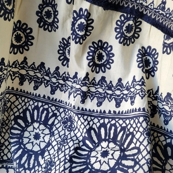Anthropologie Love the Label Dagmar Ivory Navy Printed Sybille Skirt Small $295 - Picture 10 of 11